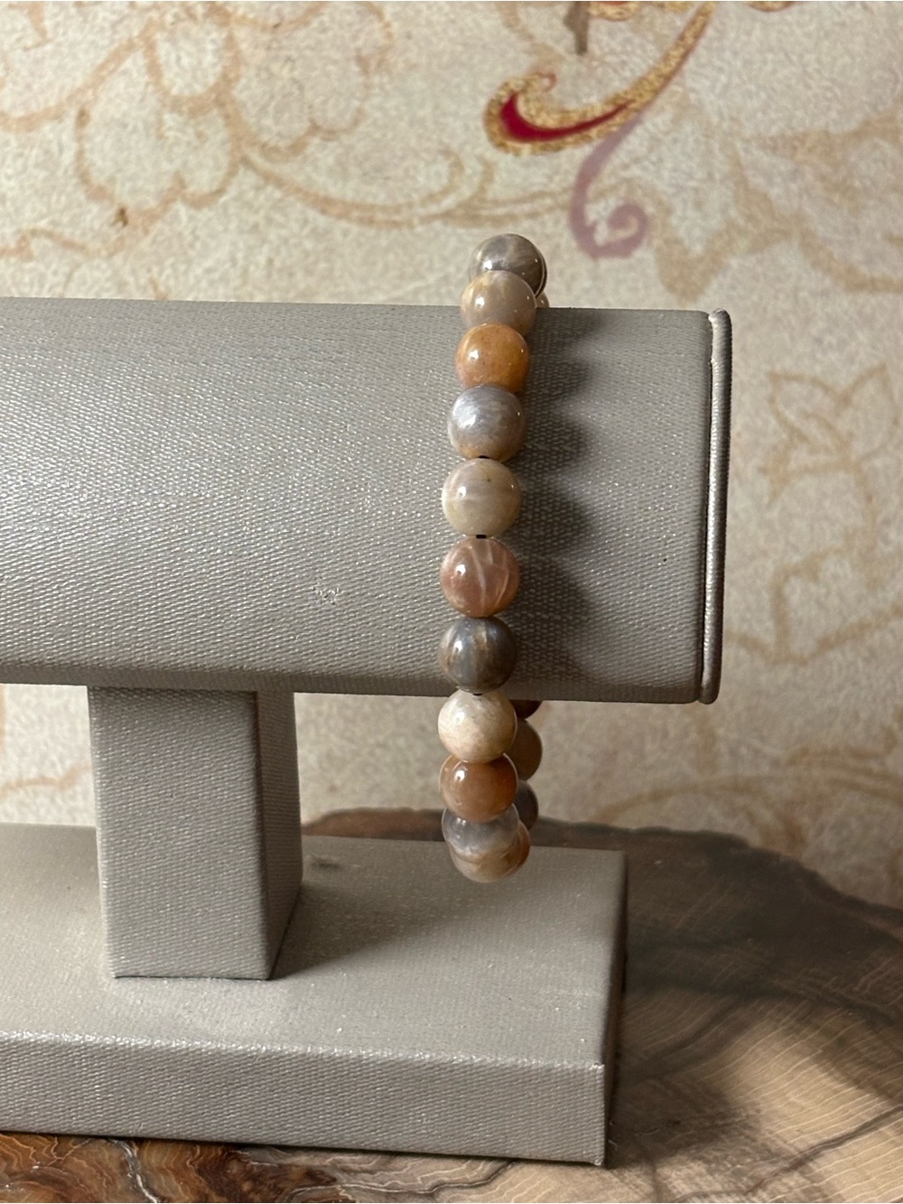 Peach Moonstone Handmade Beaded Stretch Bracelet